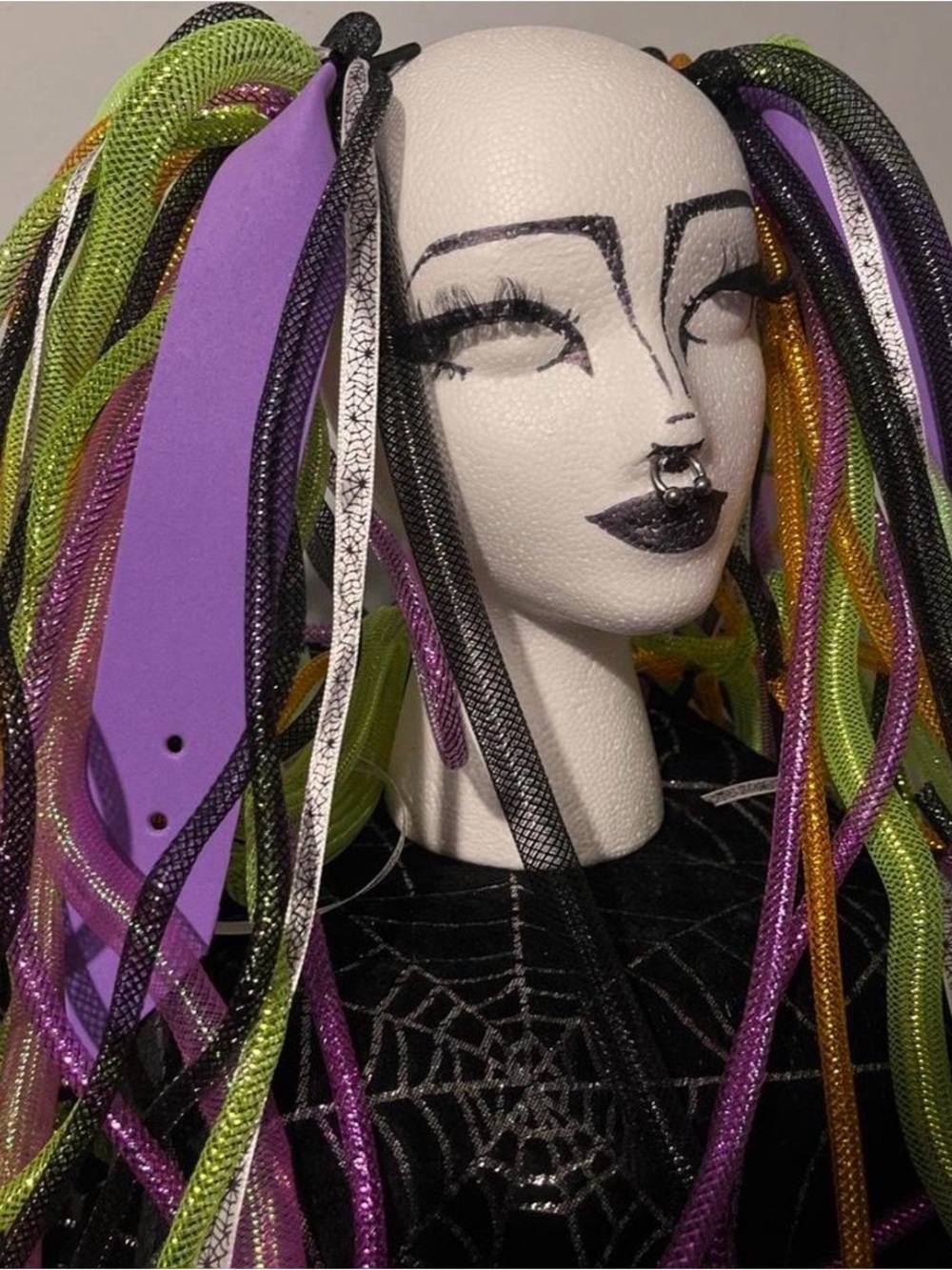 Multi-Color Cyberlox Hair Falls - Green, Purple, Black